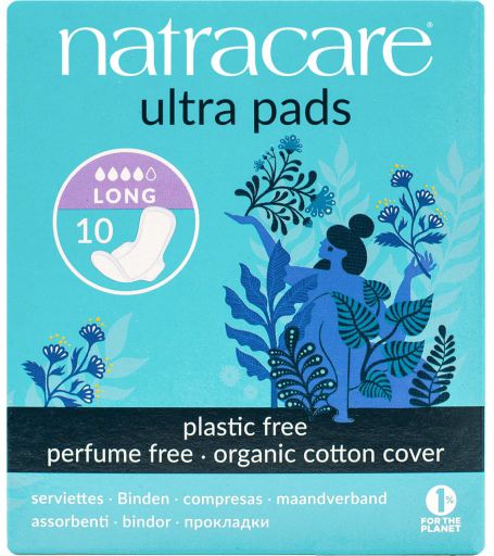 Natracare Ultralange Kompressen mit Fl&uuml;geln 10 uds
