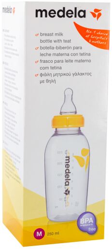 Babyflasche mit Sauger mit mittlerem Durchfluss, 250 ml