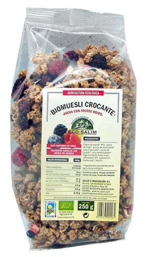 Bio-M&uuml;sli mit knusprigen Haferflocken und roten Fr&uuml;chten, 250 g