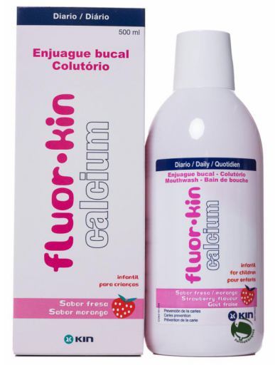 Kin Fluor Calcium Kinder Mundsp&uuml;lung Erdbeere 500 ml
