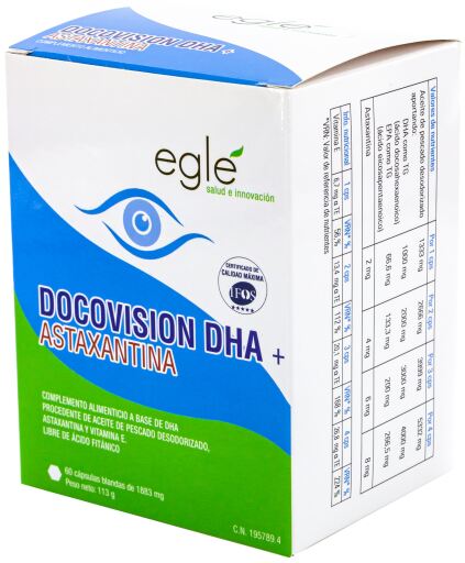 Egl&eacute; Docovision DHA + Astaxanthin 60 Kapseln