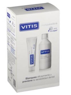 Vitis Packung mit 500 ml aufhellendem Mundwasser + 100 ml aufhellende Zahnpasta