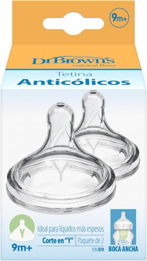 Dr. Brown's Options Preemie Flow Silikonsauger Weite &Ouml;ffnung Y 9M+ 2 Einheiten