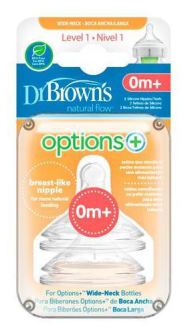 Dr. Brown's Options Preemie Flow Wide Mouth Silikonsauger 1 0M+ 2 Einheiten