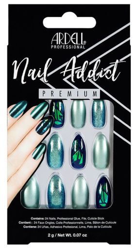 Ardell Nail Addict K&uuml;nstliche N&auml;gel, Gr&uuml;n, Glitzer, Chrom