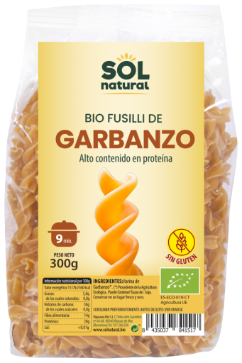 Sol Natural Glutenfreie Bio-Kichererbsen-Fusilli 300 gr