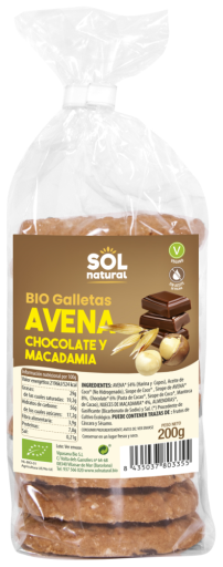 Sol Natural Bio Macadamia Schokoladen-Haferkekse 200 gr