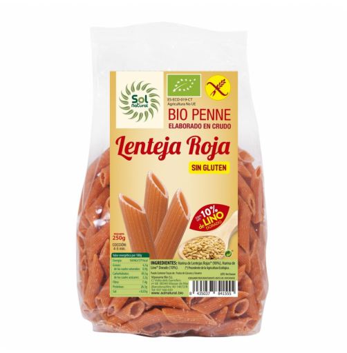 Sol Natural Penne mit roten Linsen und Leinsamen Bio Glutenfrei 250 gr