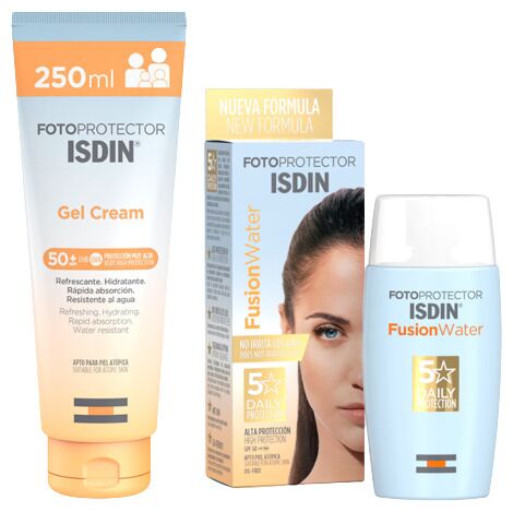 Isdin Sonnenschutz-Gelcreme LSF 50+ 250 ml + Fusion Water LSF 50 50 ml