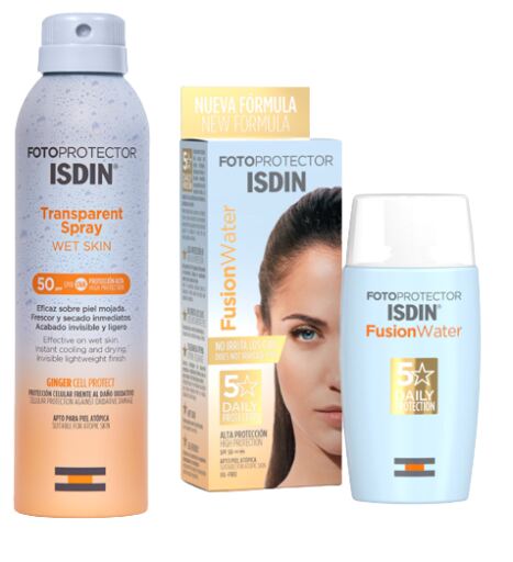 Isdin Transparentes Sonnenschutzspray 250 ml + Fusion Water 50 ml