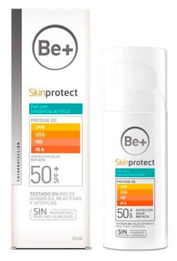 Be+ Skinprotect Gesichtsgel f&uuml;r zu Akne neigende Haut LSF 50+ 50 ml