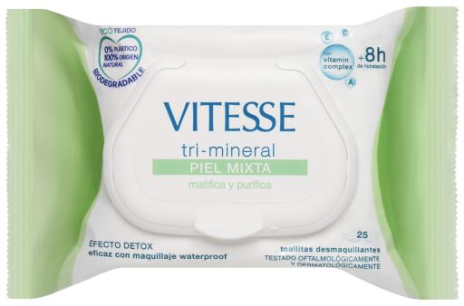 Vitesse Tri-Mineral Makeup Remover Wipes Mischhaut 30 Einheiten
