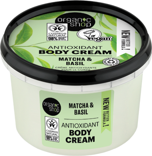 Organic Shop Antioxidative K&ouml;rpercreme mit Matcha und Basilikum, 250 ml