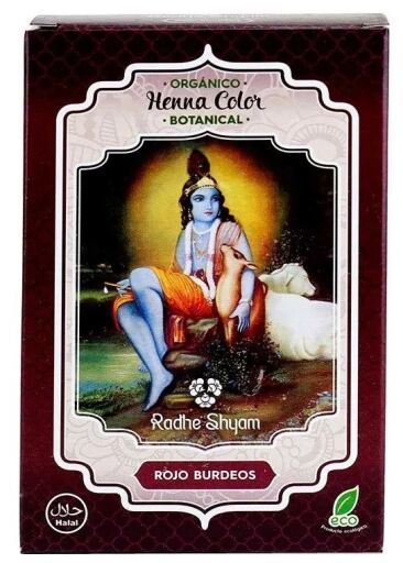 Radhe Shyam Henna Color Botanischer Pulverfarbstoff Burgunderrot 100 gr