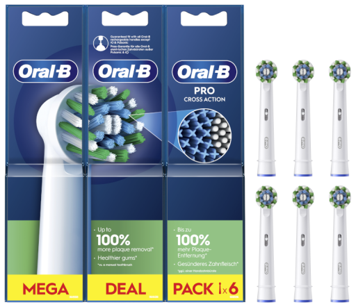Oral-B CrossAction Cleanmaximiser Ersatzk&ouml;pfe, Packung mit 6 Einheiten