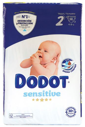Dodot Sensitive Windeln der Gr&ouml;&szlig;e 2, 4&ndash;8 kg, 58 Einheiten