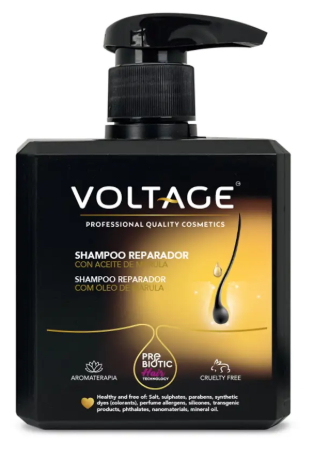 Voltage Cosmetics Prebiotic Hair Technology Reparaturshampoo mit Marula&ouml;l 500 ml