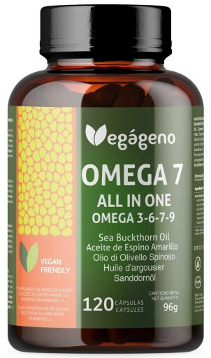 Veg&aacute;geno Omega 7 All In One Omega 3 6 7 9 Sanddorn 120 Kapseln