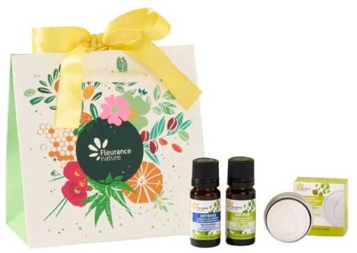 Fleurance Nature Kleiner Beutel mit gelbem Band, &auml;therisches &Ouml;l zur Diffusion, 3 St&uuml;ck